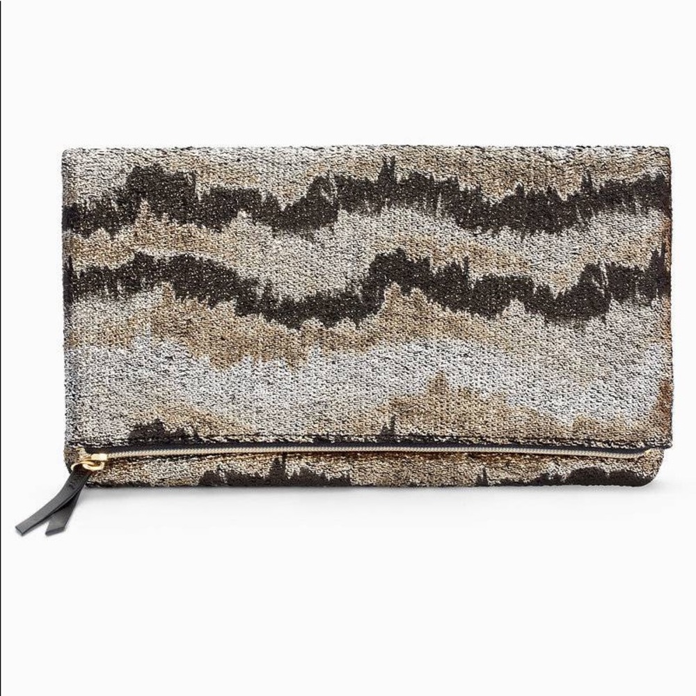 Pewter sequin clutch